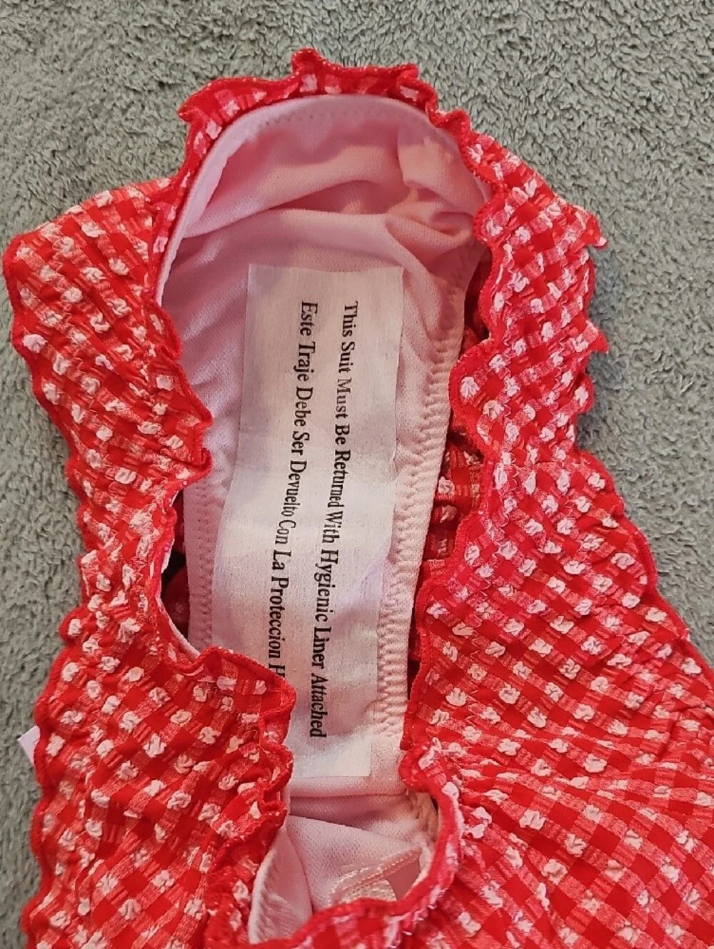 Wild Fable Wimen's XXS Seersucker Ruffled Red/Pink Gingham Bikini Set